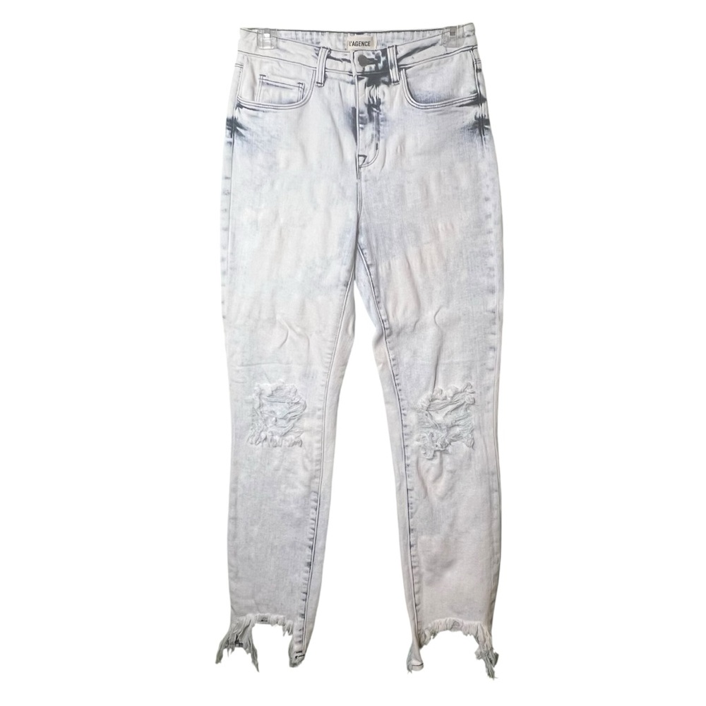 L'Agence Denim Jeans Acid Wash 5 Pocket High Rise Distressed
